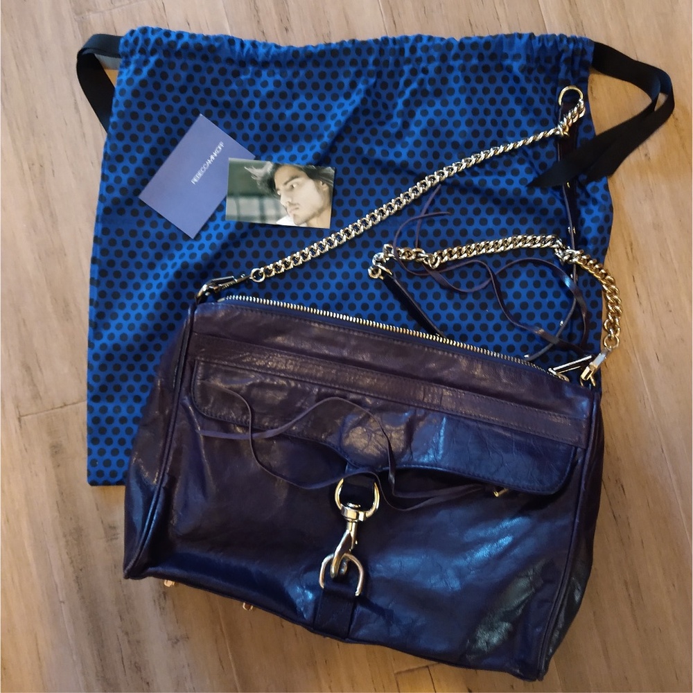 Rebecca Minkoff 'Mac Daddy' Purple Leather Gold Chain Crossbody Purse Clutch